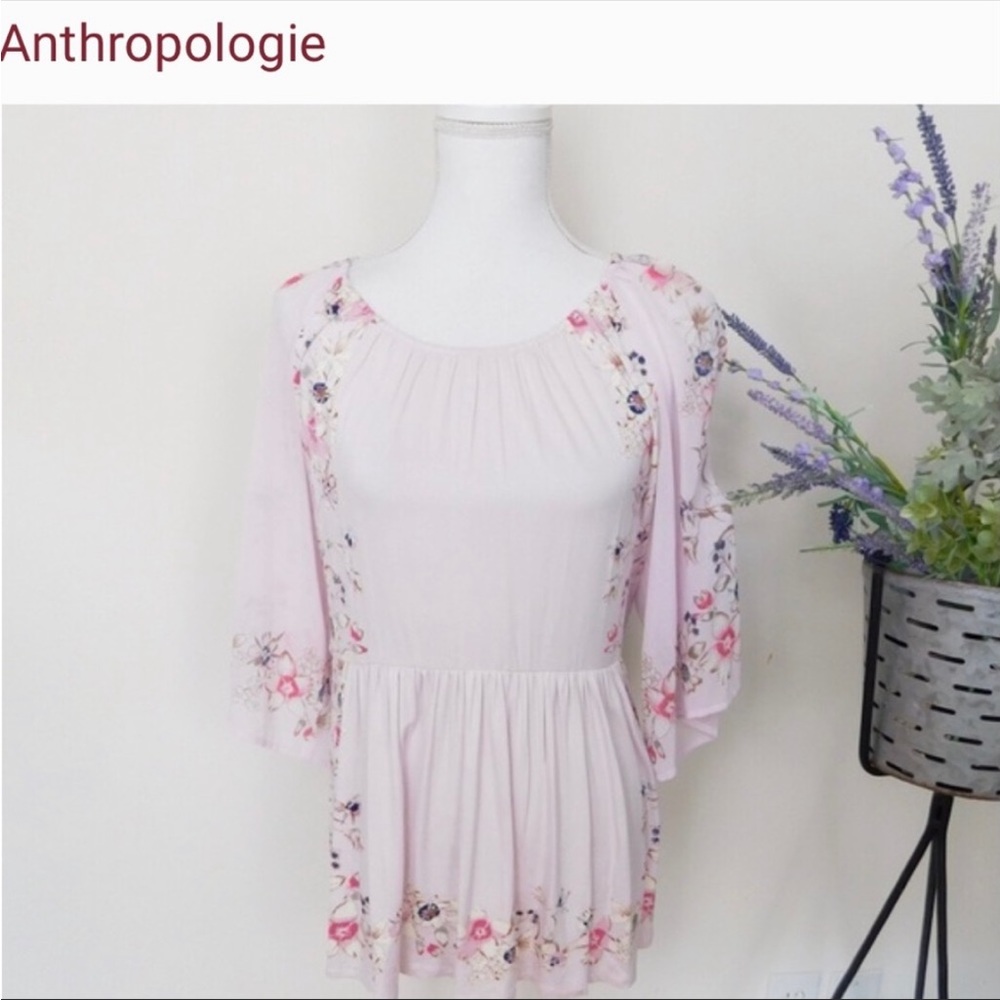 Anthropologie One September Lavender Garden Border Blouse - sz M